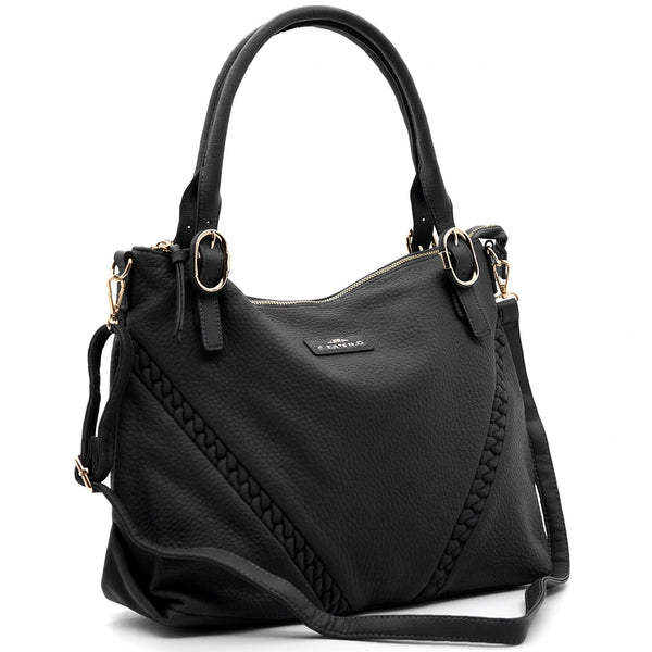 CHARRO - Borsa shopping a spalla grande tracolla casual simil pelle venata intreccio nuova