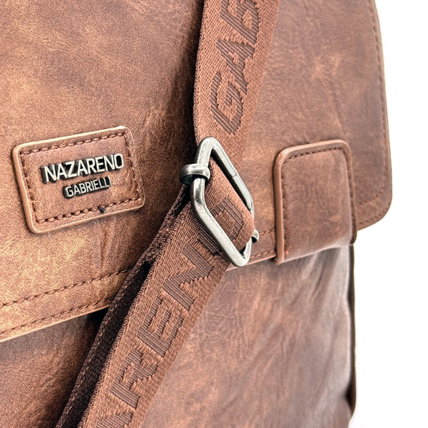 Nazareno Gabrielli - Borsa a tracolla multi tasche messenger postina capiente platta simil pelle grande