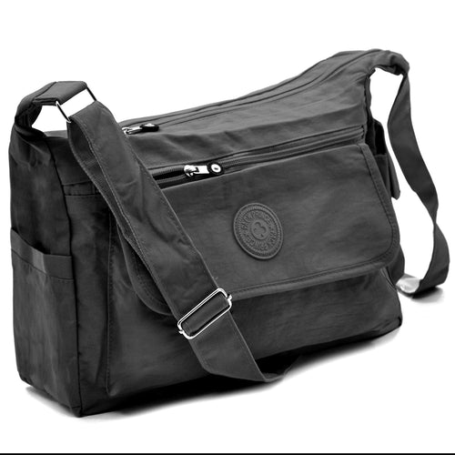 Borsa donna nuova sportiva passeggio 6 tasche nylon impermeabile tracolla postina moda platta