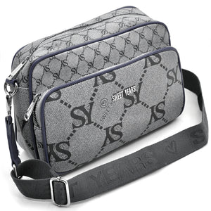 Borsa tracolla firmata SWEET YEARS in simil pelle pregiata tasche con cerniera fantasia logata originale