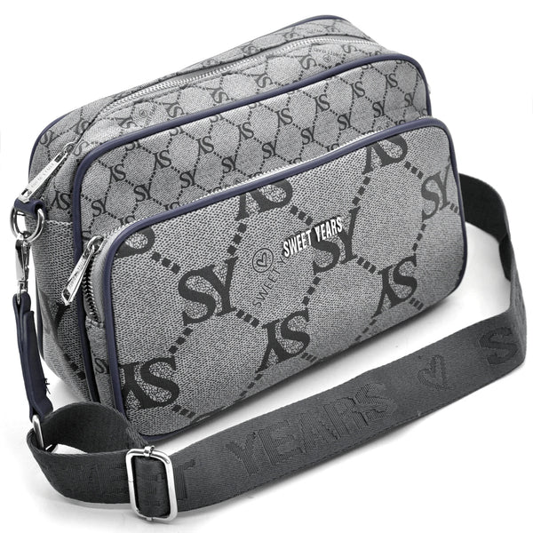 Borsa tracolla firmata SWEET YEARS in simil pelle pregiata tasche con cerniera fantasia logata originale