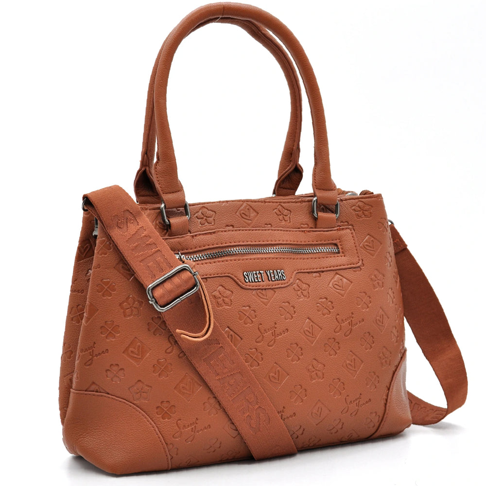 Borsa shopping donna SWEET YEARS in simil pelle pregiata tasche con cerniera fantasia logata trapuntata