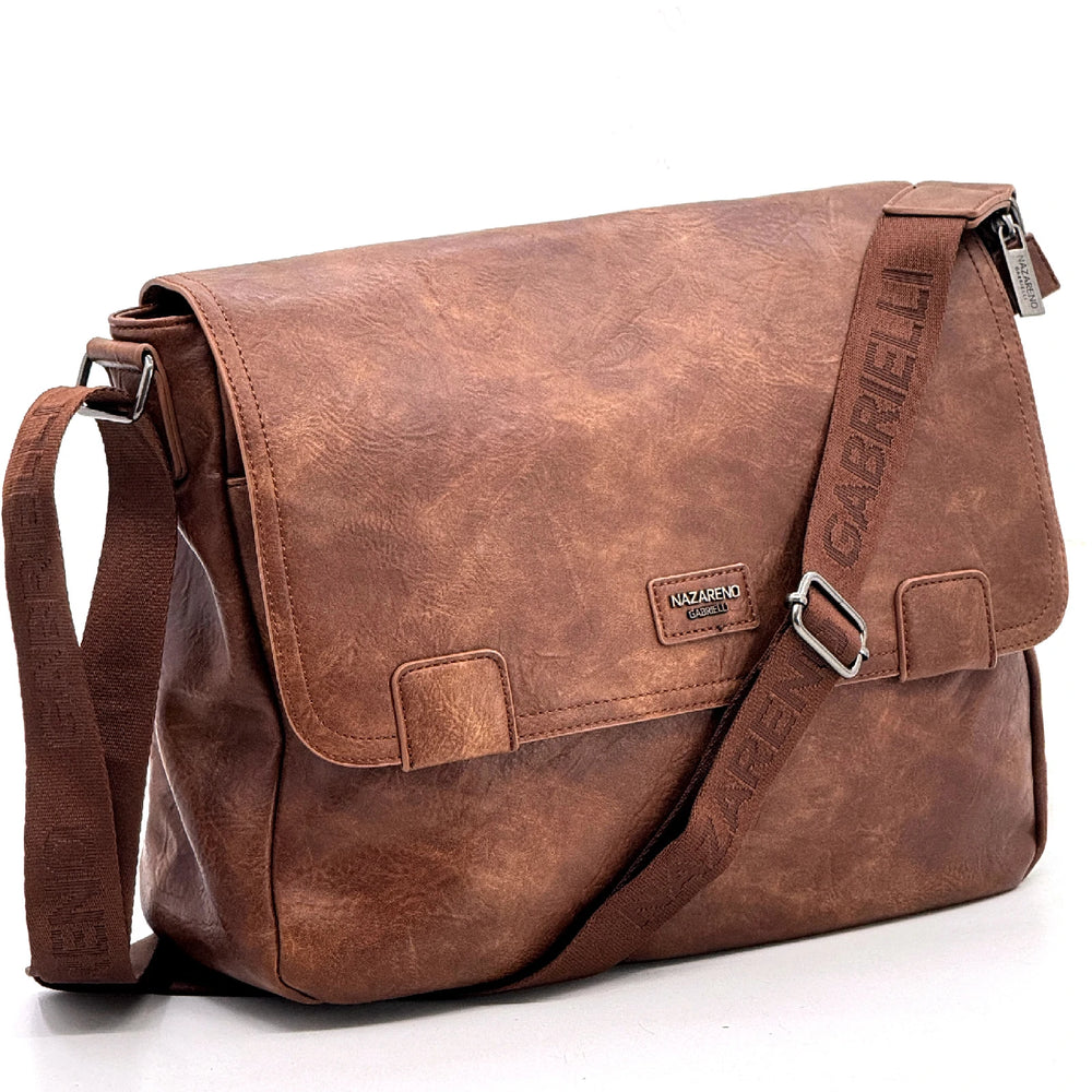 Nazareno Gabrielli - Borsa a tracolla multi tasche messenger postina capiente platta simil pelle grande