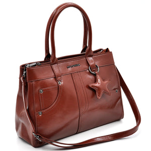 Borsa bauletto biker firmato COCONUDA donna spalla a tracolla simil pelle effetto lucido vintage