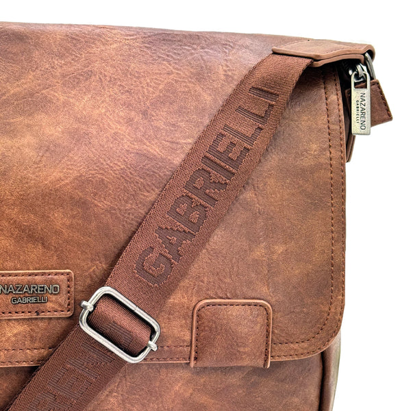 Nazareno Gabrielli - Borsa a tracolla multi tasche messenger postina capiente platta simil pelle grande