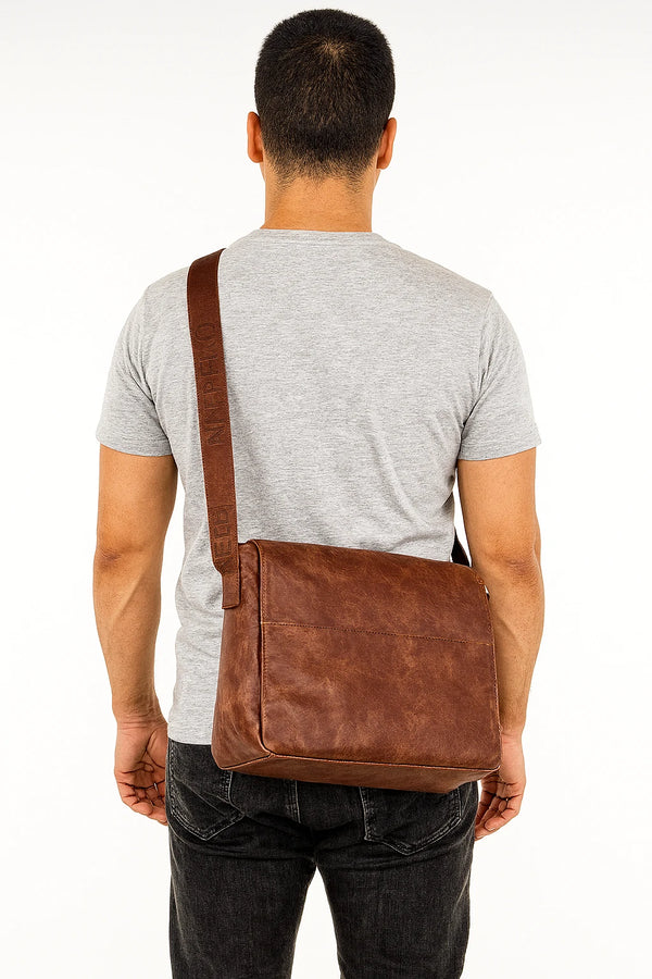 Nazareno Gabrielli - Borsa a tracolla multi tasche messenger postina capiente platta simil pelle grande