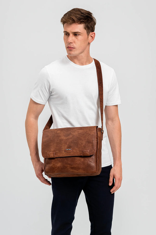 Nazareno Gabrielli - Borsa a tracolla multi tasche messenger postina capiente platta simil pelle grande
