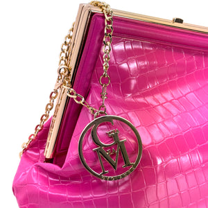 Borsa Trady clutch fucsia effetto coccodrillo con catena dorata – Elegante e glamour