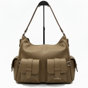 Borsa a sacco multi tasche firmato COCONUDA Colletion donna spalla a tracolla simil pelle