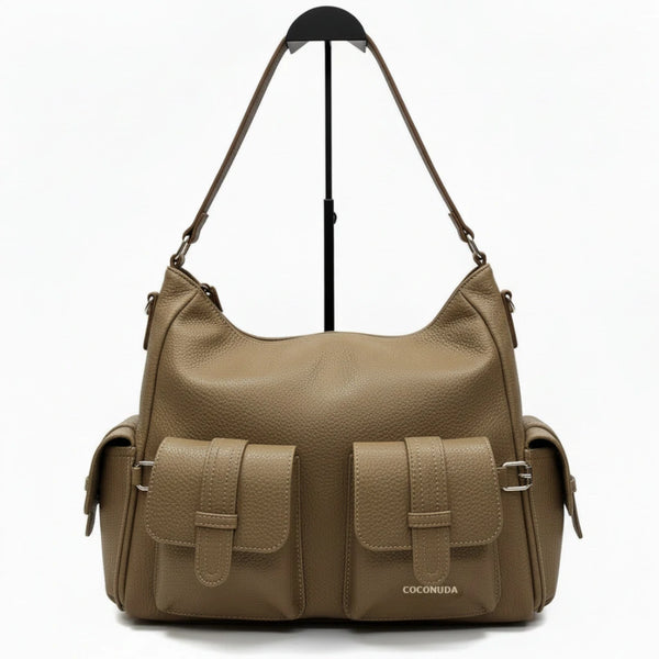 Borsa a sacco multi tasche firmato COCONUDA Colletion donna spalla a tracolla simil pelle