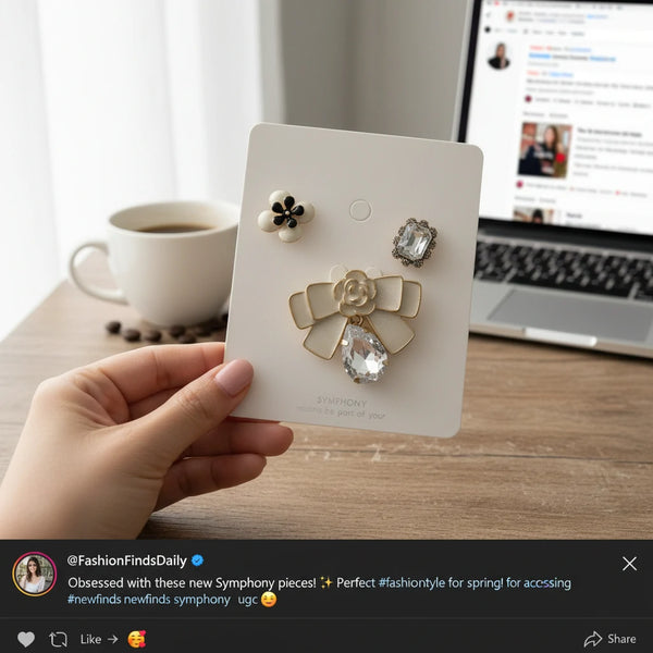 Set 3 Spille Donna Eleganti Fiocco con Cristallo, Camelia e Fiore Perlato — Spille Dorate Chic