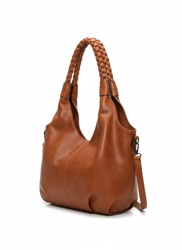 Borsa a sacco firmato COCONUDA Colletion donna spalla a tracolla simil pelle nuova manici intrecciati