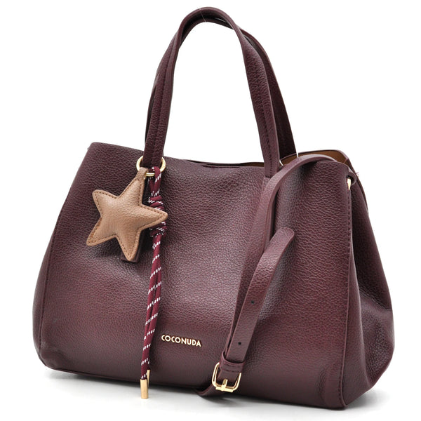 Borsa a bauletto + charms omaggio firmata COCONUDA a tracolla elegante casual simil pelle martellata