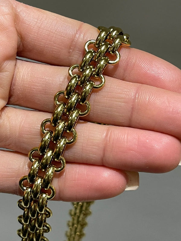 Collana a Maglia Intrecciata in Acciaio Oro e Argento - Choker Versatile e Regolabile