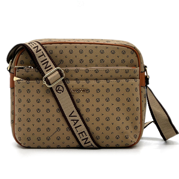 Borsa 4 cerniere firmata VALENTINI multitasche capiente donna tracolla fantasia logo grande
