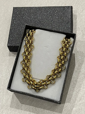 Collana a Maglia Intrecciata in Acciaio Oro e Argento - Choker Versatile e Regolabile