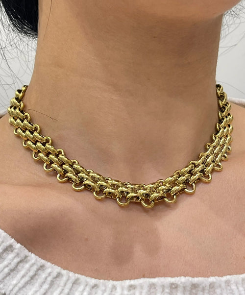 Collana a Maglia Intrecciata in Acciaio Oro e Argento - Choker Versatile e Regolabile