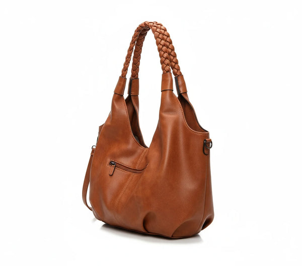 Borsa a sacco firmato COCONUDA Colletion donna spalla a tracolla simil pelle nuova manici intrecciati
