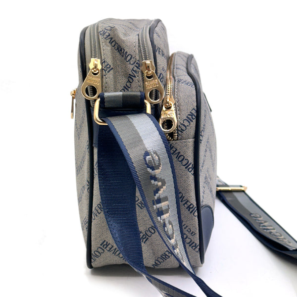 Borsa tracolla firmata COVERI ACTIVE in simil pelle pregiata tasche con cerniera fantasia logata originale toppe