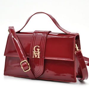 La Mattea - Borsetta firmata Gyoiamea simil pelle lucida vernice tracolla elegante casual