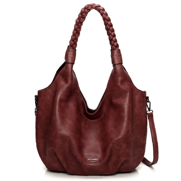 Borsa a sacco firmato COCONUDA Colletion donna spalla a tracolla simil pelle nuova manici intrecciati