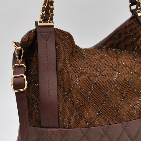 CHARRO - Borsa morbida a sacco hobo capiente unica tinta nuovo shopping manici a catena trapuntata