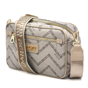 Borsa firmata Coveri active borsetta donna logo zip tracolla fantasia piccola