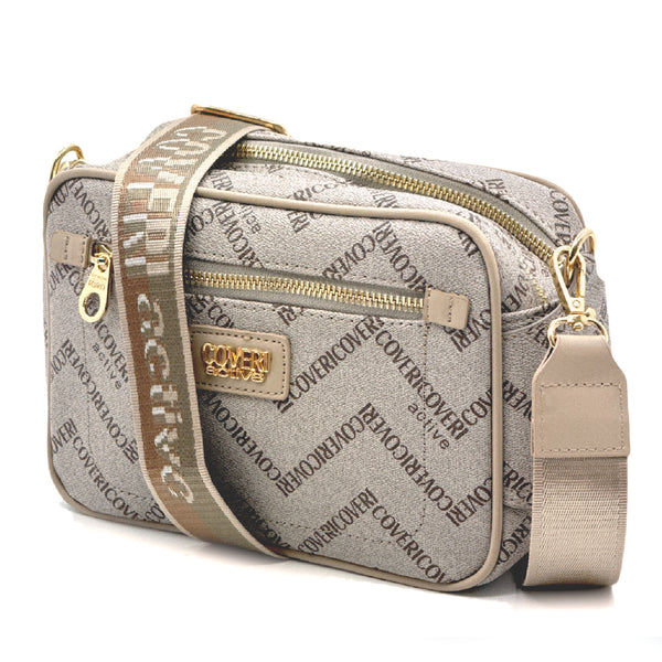 Borsa firmata Coveri active borsetta donna logo zip tracolla fantasia piccola