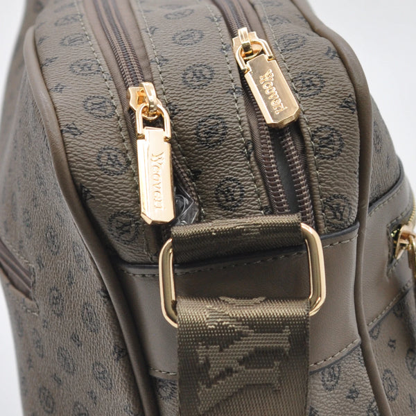 Borsa Firmata YYCOVERI multi tasche new nera Donna fantasia logo Zip Tracolla