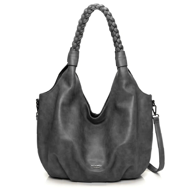 Borsa a sacco firmato COCONUDA Colletion donna spalla a tracolla simil pelle nuova manici intrecciati