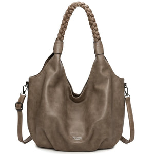 Borsa a sacco firmato COCONUDA Colletion donna spalla a tracolla simil pelle nuova manici intrecciati