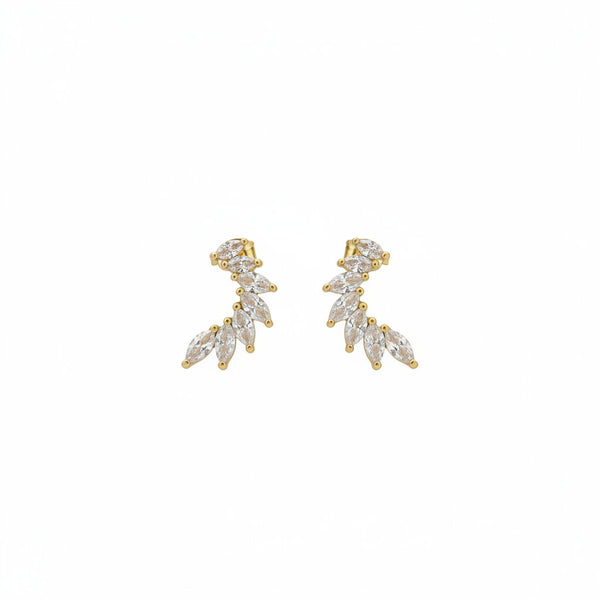 Orecchini Rampicanti Ear Climber a Foglia con Zirconi Marquise