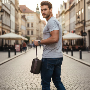 Gyoiamea - Pochette tessuto tecnico uomo Pelle multitasche Pochette a Mano Da Polso