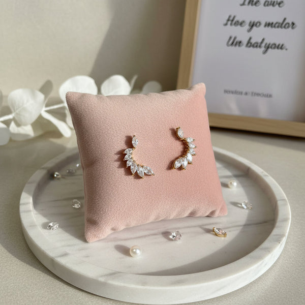 Orecchini Rampicanti Ear Climber a Foglia con Zirconi Marquise