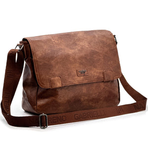 Nazareno Gabrielli - Borsa a tracolla multi tasche messenger postina capiente platta simil pelle grande