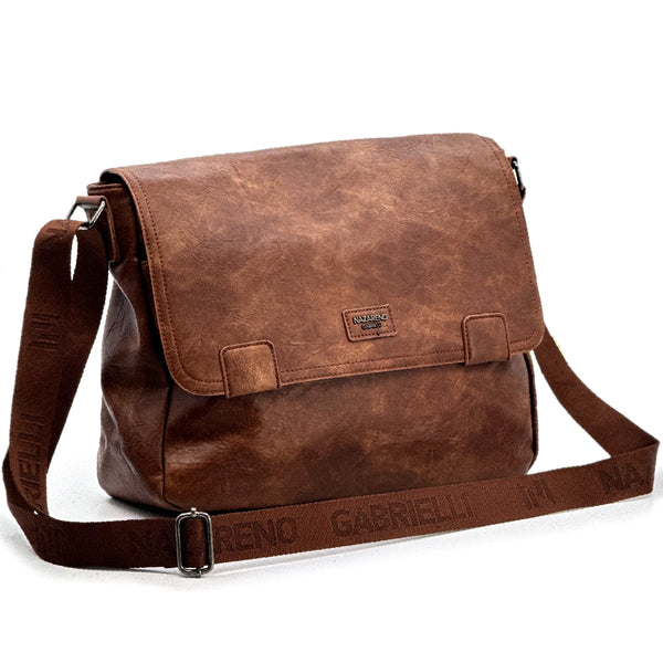 Nazareno Gabrielli - Borsa a tracolla multi tasche messenger postina capiente platta simil pelle grande