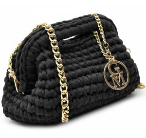 La Giusy - Borsa clutch bag firmata fatta a mano borsetta chiusura a molla uncinetto fettuccia