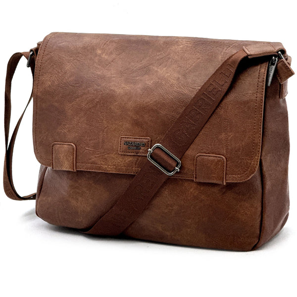 Nazareno Gabrielli - Borsa a tracolla multi tasche messenger postina capiente platta simil pelle grande