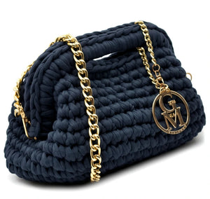 La Giusy - Borsa clutch bag firmata fatta a mano borsetta chiusura a molla uncinetto fettuccia