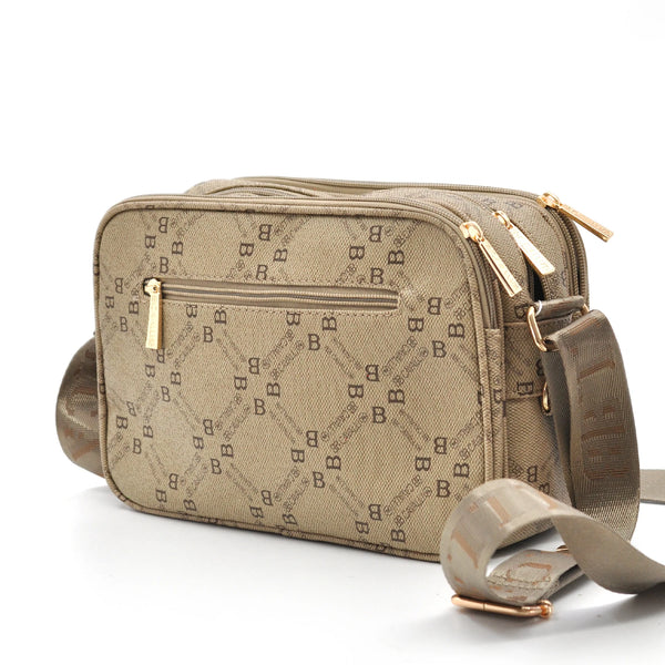 Borsa tracolla firmata originale B.Cavalli eco pelle 6 tasche zip pregiata tasche con cerniera fantasia logata