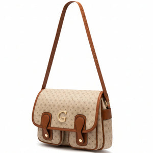 Borsa firmata GAMAYA dimensione grande vintage platta cinghie tracolla donna logo fantasia logata