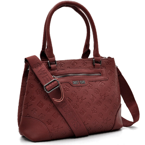 Borsa shopping donna SWEET YEARS in simil pelle pregiata tasche con cerniera fantasia logata trapuntata