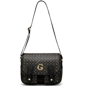 Borsa firmata GAMAYA dimensione grande vintage platta cinghie tracolla donna logo fantasia logata