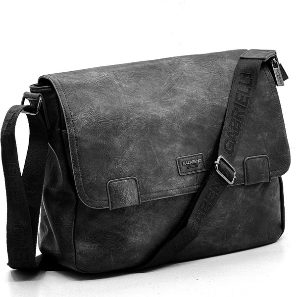 Nazareno Gabrielli - Borsa a tracolla multi tasche messenger postina capiente platta simil pelle grande
