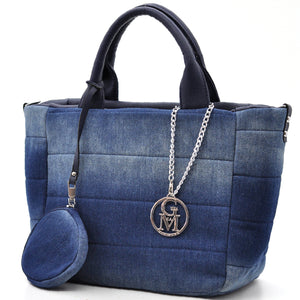 Borsa La Squisita jeans trapuntata capiente shopping spalla tracolla