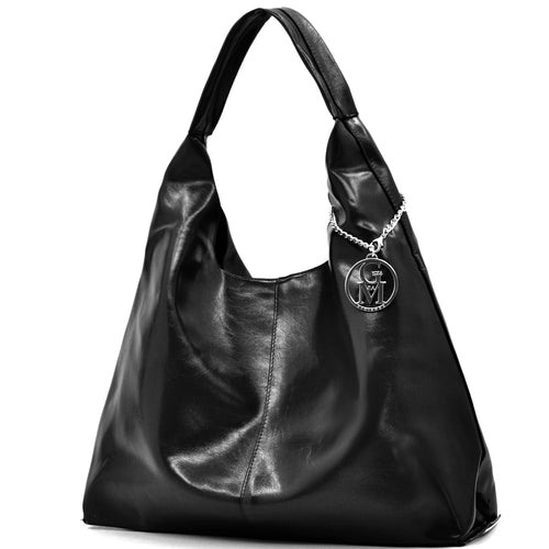 La Mattea - Borsa donna firmata Gyoiamea a sacco hono in similpelle lucida mono manico