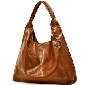 La Mattea - Borsa donna firmata Gyoiamea a sacco hono in similpelle lucida mono manico