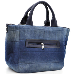 Borsa La Squisita jeans trapuntata capiente shopping spalla tracolla