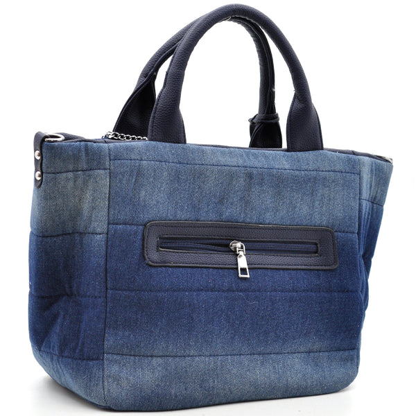 Borsa La Squisita jeans trapuntata capiente shopping spalla tracolla