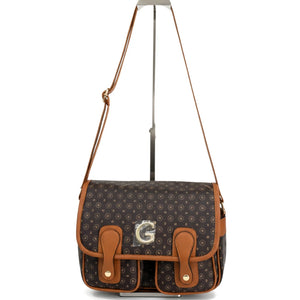 Borsa firmata GAMAYA dimensione grande vintage platta cinghie tracolla donna logo fantasia logata